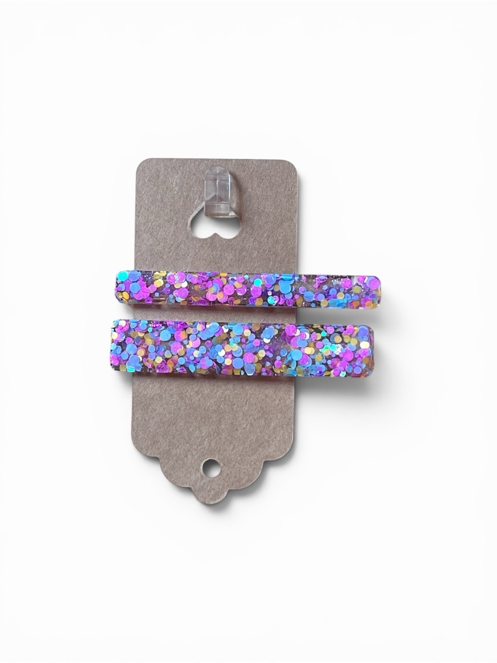 Glitter Sequin Resin Hair Clips Set of 2 Handmade